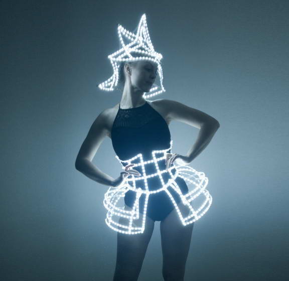 Cage dress with LEDs